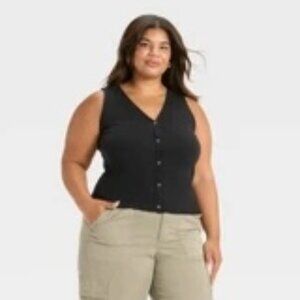 Women's Button-Front Knit Tank Top - Universal Thread